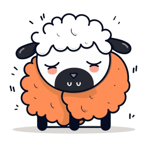 Cartoon sheep. Cute animal. Vector illustration. Flat design