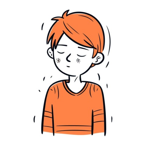 Cartoon boy crying. Vector illustration of a boy crying with tea