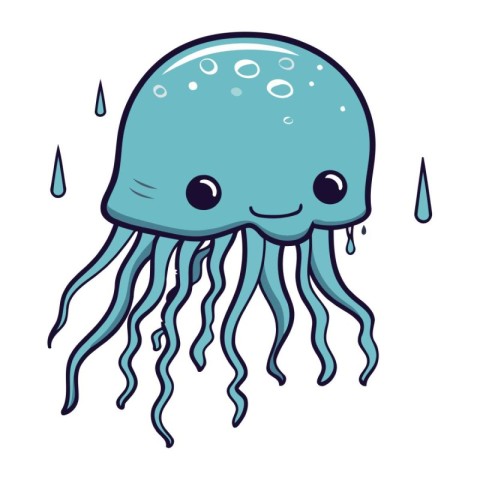 Cute cartoon jellyfish. Vector illustration of a sea animal.