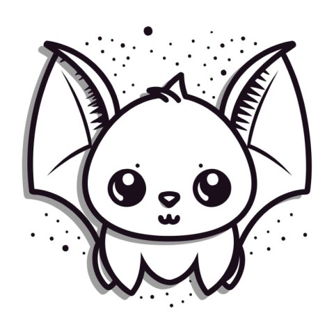 Cute cartoon bat. Vector illustration. Isolated on white backgro