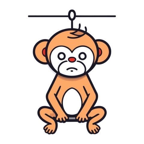 Monkey flat icon. Vector illustration of monkey on white backgro