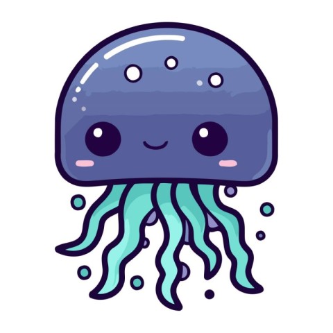 Cute cartoon jellyfish. Vector illustration isolated on white ba