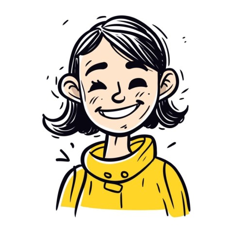 Smiling young woman. Vector illustration in doodle style.