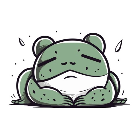 Frog cartoon. Vector illustration of a frog with sad eyes.