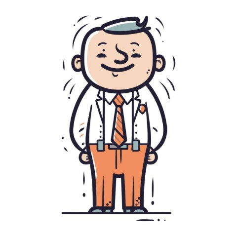 Vector illustration of happy old man in suit and tie. Cartoon st