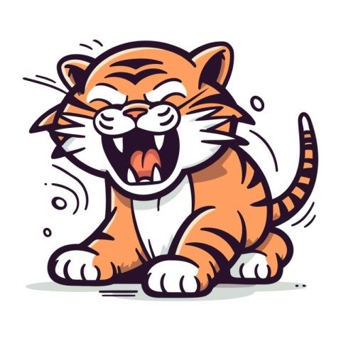 Angry tiger. Vector illustration. Isolated on white background.