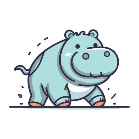 Cute cartoon hippopotamus. Vector illustration. flat design.