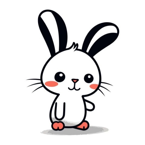 Cute bunny cartoon isolated on a white background. Vector illust