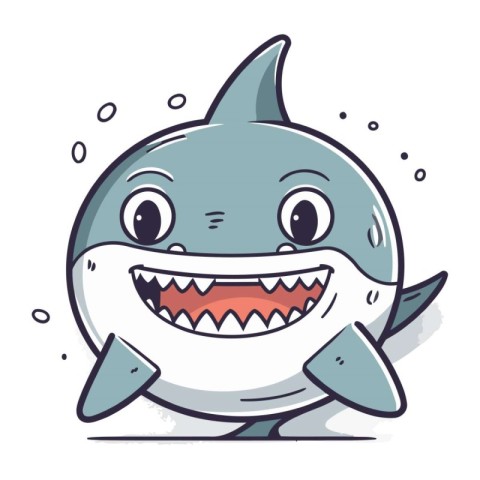 Cute cartoon shark. Vector illustration isolated on a white back