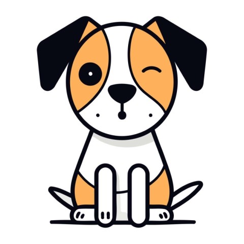 Cute cartoon dog sitting on a white background. Vector illustrat