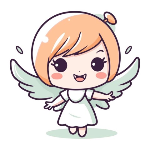 Cute little angel girl cartoon vector illustration. Cute little