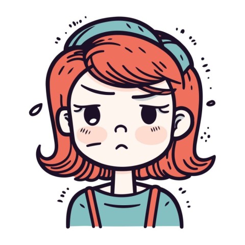 Vector illustration of a sad girl. Emotions of a teenager.