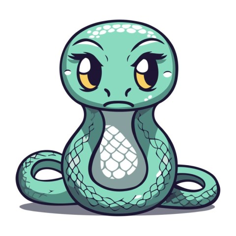 Cute cartoon snake. Vector illustration isolated on a white back