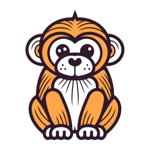 Cute cartoon monkey isolated on a white background. Vector illus