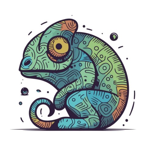 Zodiac sign chameleon. Zodiac animal. Vector illustration.