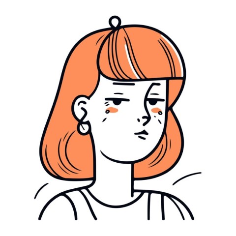 Vector illustration of a sad girl. Hand drawn doodle style.