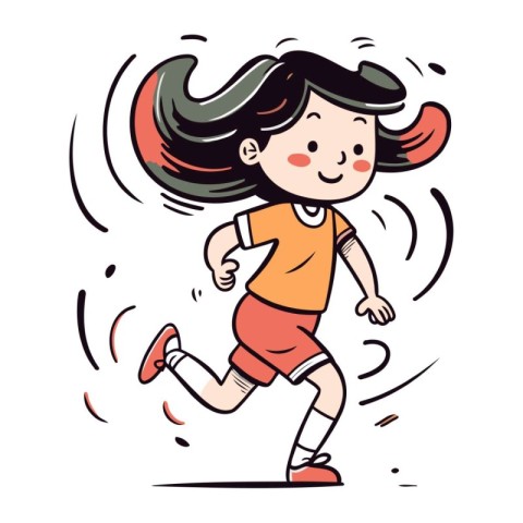 Running girl. Vector illustration. Isolated on a white backgroun