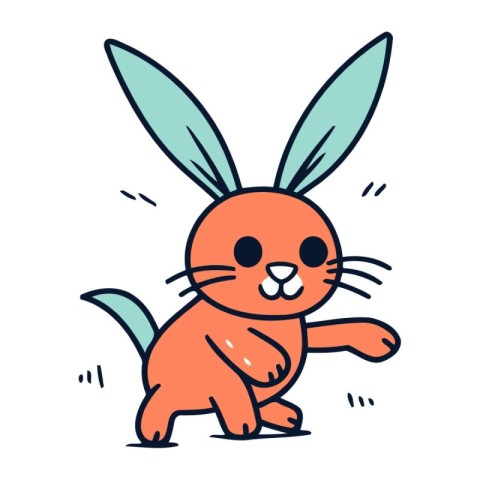 Cute cartoon rabbit. Vector illustration in doodle style.