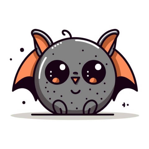 Cute cartoon bat. Vector illustration isolated on a white backgr