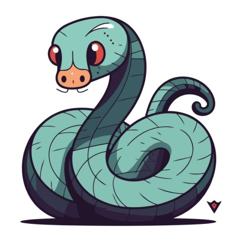 Cute cartoon snake. Vector illustration isolated on a white back