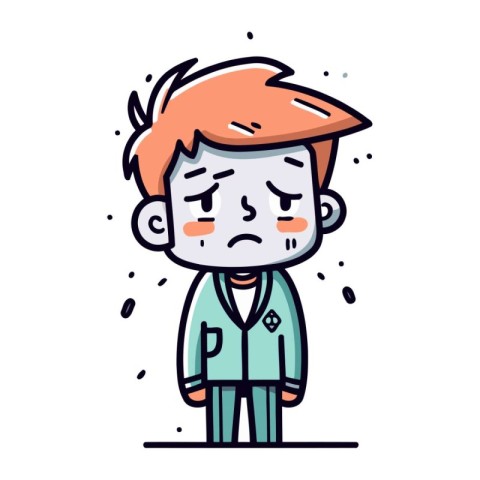 Sad man cartoon vector illustration. Cute sad man character desi