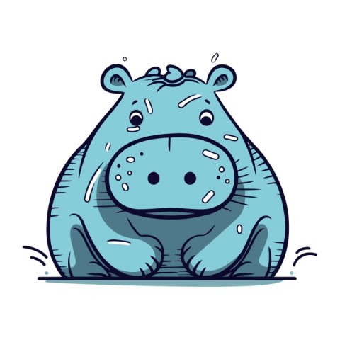 Cute cartoon hippo. Vector illustration isolated on white backgr