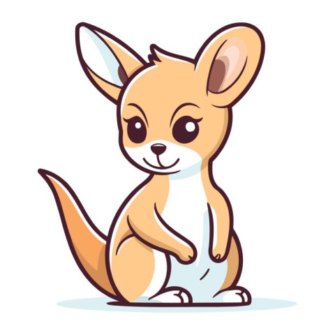 Kangaroo. Cute cartoon kangaroo. Vector illustration.