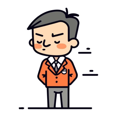 Businessman line icon. Cartoon illustration of businessman line