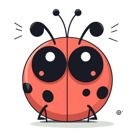 Cute ladybug cartoon character. Vector illustration on white bac