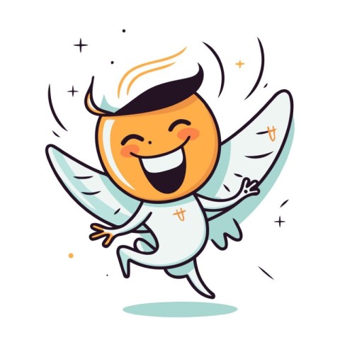 Cute Angel Flying Vector Illustration. Cartoon Character Design