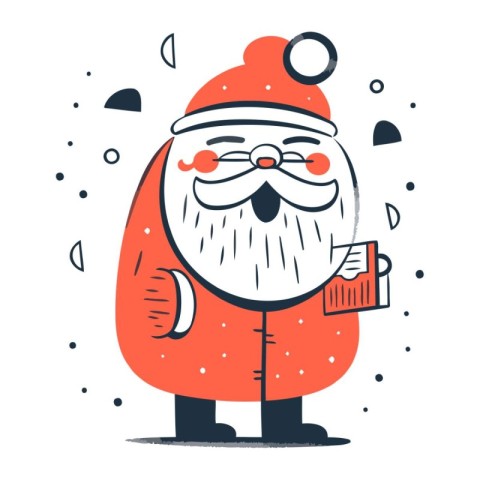 Santa Claus in a red coat. Vector illustration in cartoon style.