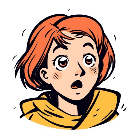 Surprised woman. Vector illustration of a girl with red hair.