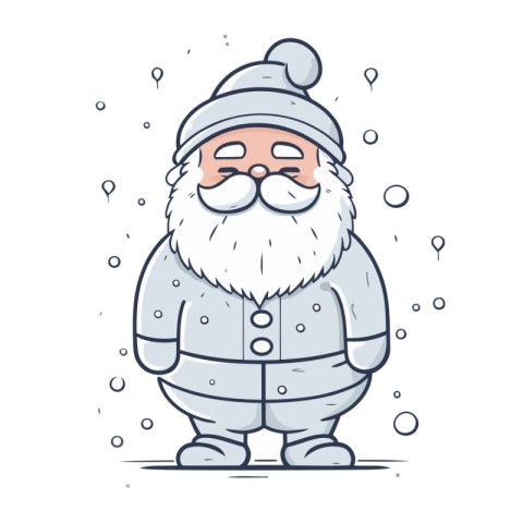 Vector illustration of Santa Claus in winter clothes. New Year a