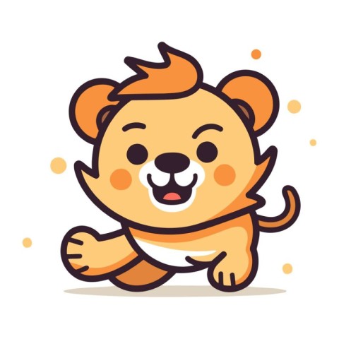 Cute lion vector illustration. Cute cartoon animal character des