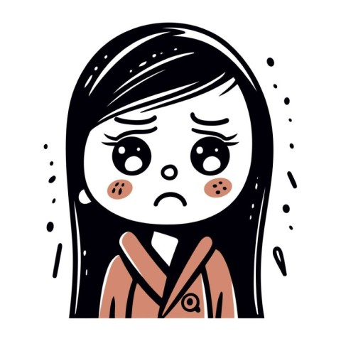 cute girl crying cartoon icon vector illustration graphic design