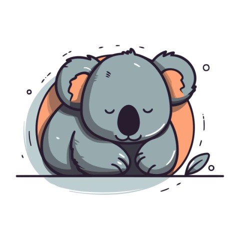 Cute koala sleeping on the ground. Vector cartoon illustration.