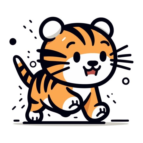 Cute tiger vector illustration. Isolated on a white background.