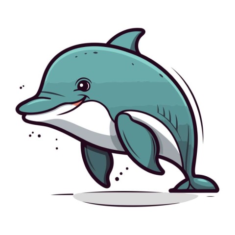 Cartoon dolphin. Vector illustration of a cute cartoon dolphin i