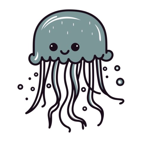 cute jellyfish kawaii character vector illustration designicon v