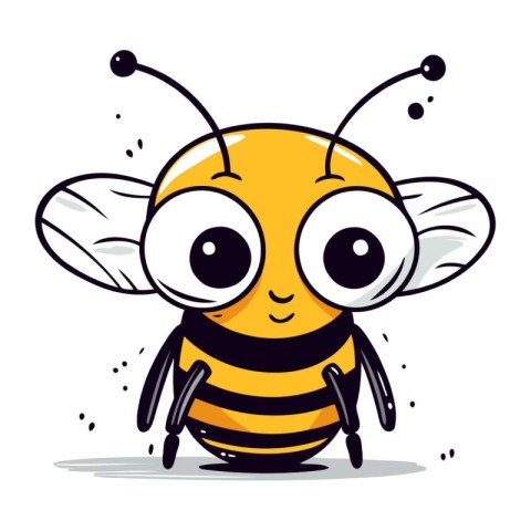 Cute cartoon bee. Vector illustration. Isolated on white backgro