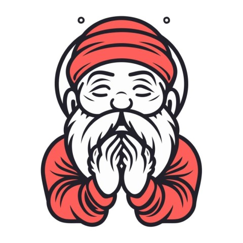 Santa claus in a red hat with a beard. Vector illustration.