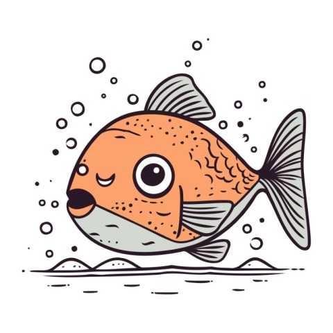 Cute cartoon fish isolated on a white background. Vector illustr