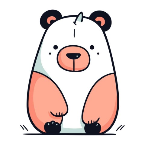Cute cartoon panda sitting. Vector illustration in flat style.