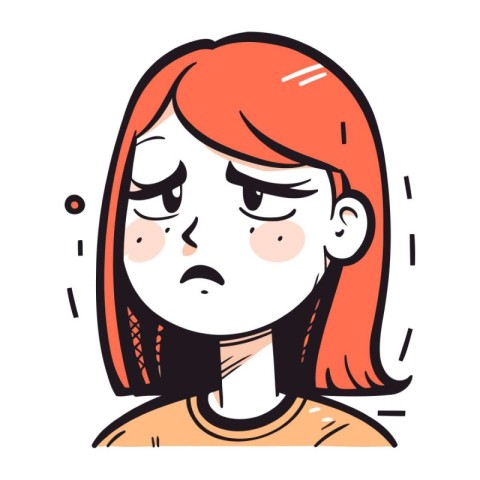 Angry woman with red hair. Vector illustration in cartoon style.