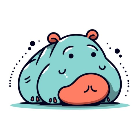 Cute hippopotamus. Vector illustration in a flat style.