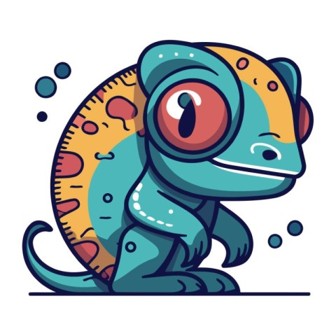 Cartoon chameleon. Vector illustration of a cute cartoon chamele