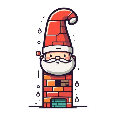 Santa Claus in the chimney. Christmas and New Year vector illust