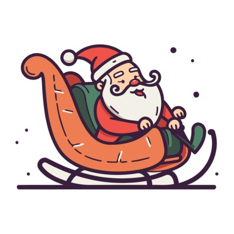 Santa Claus sitting in a rocking chair. Vector illustration of S