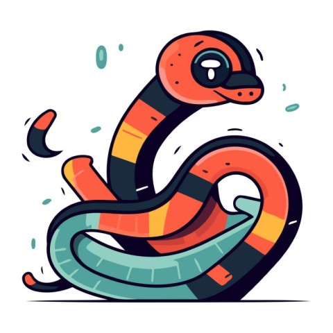 Cartoon snake. Colorful vector illustration. Isolated on white b