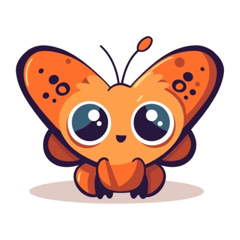 Cute cartoon butterfly. Vector illustration isolated on a white